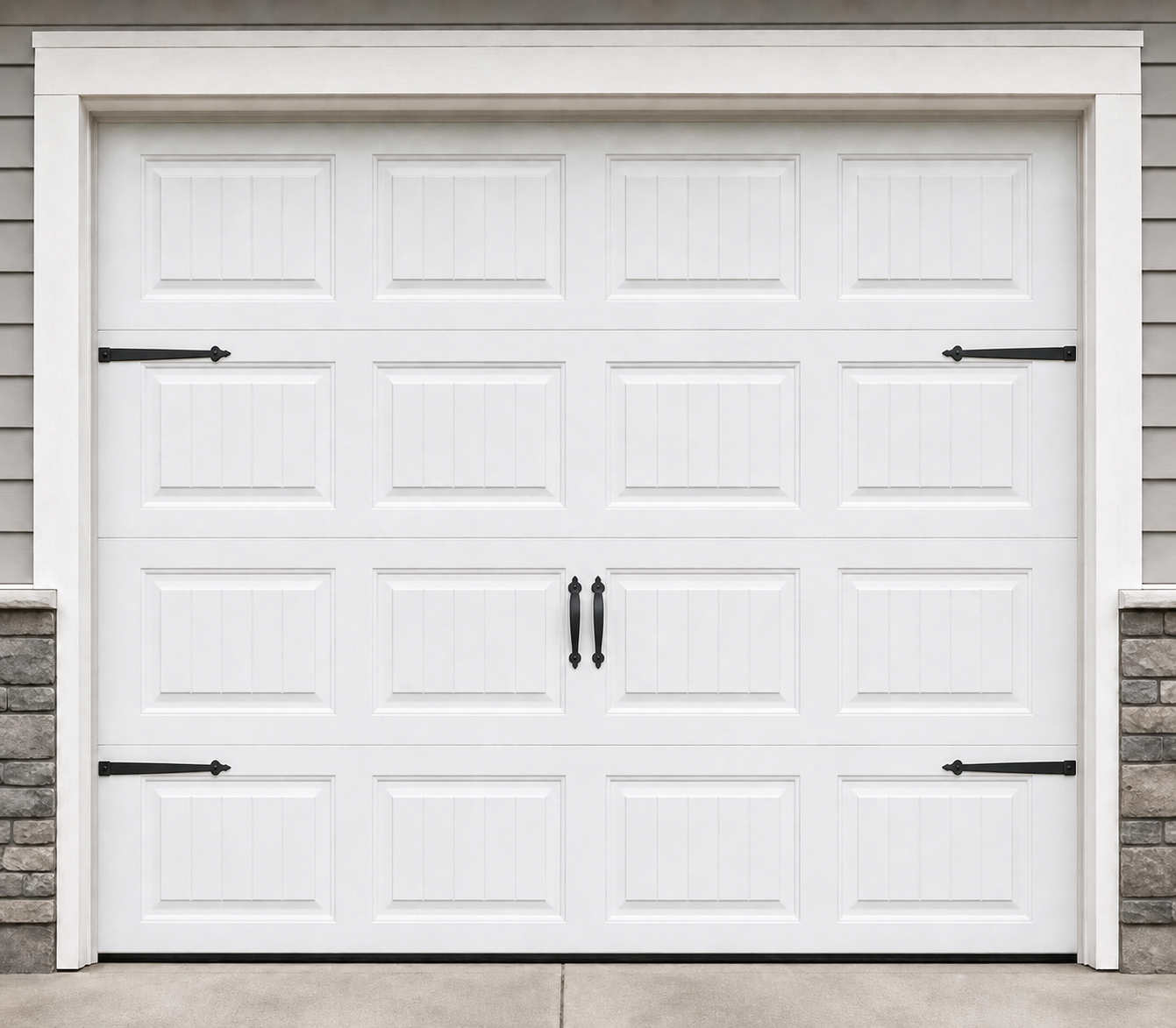 Carriage house short panel steel sectional garage door