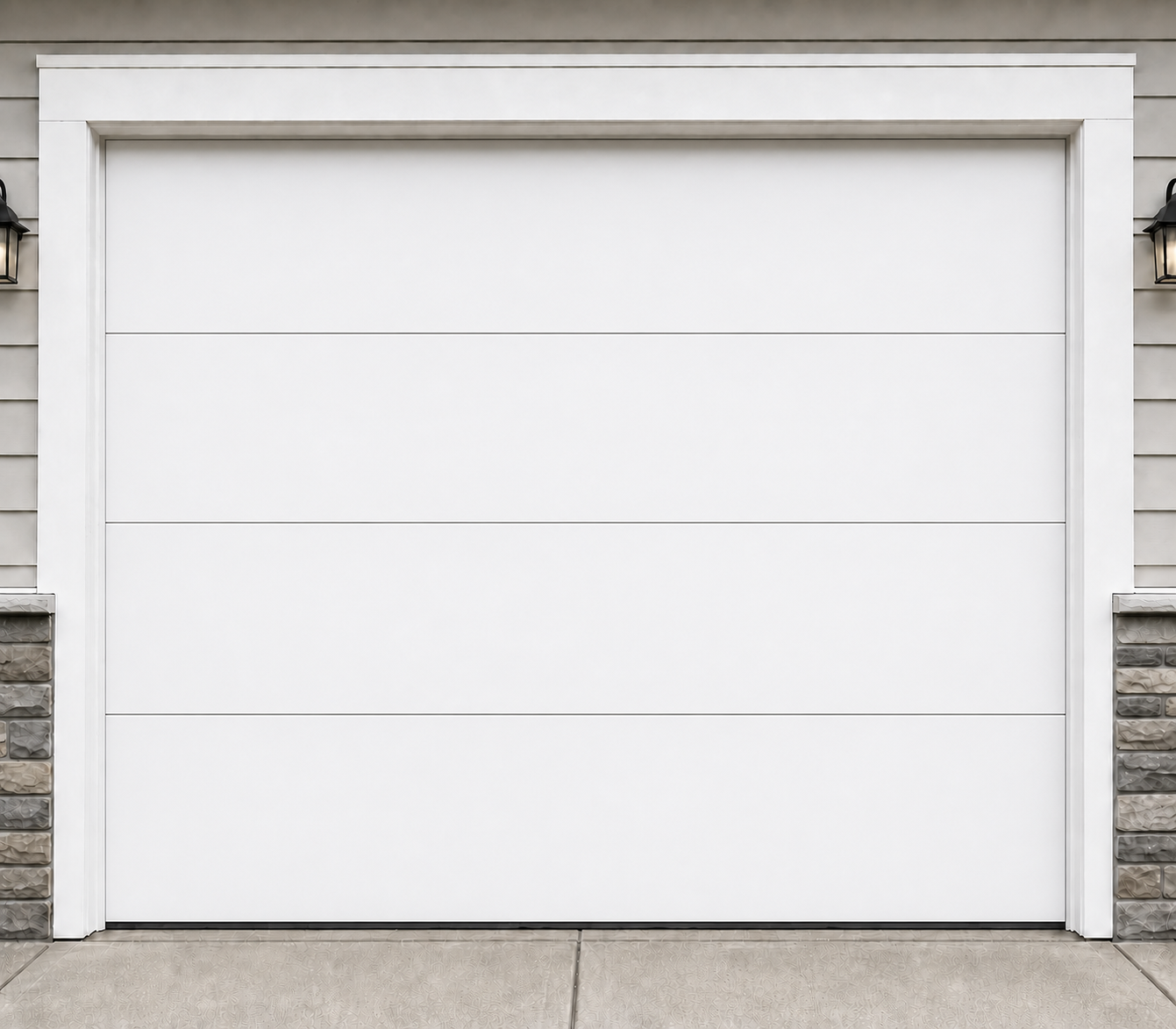 Flush smooth steel sectional garage door
