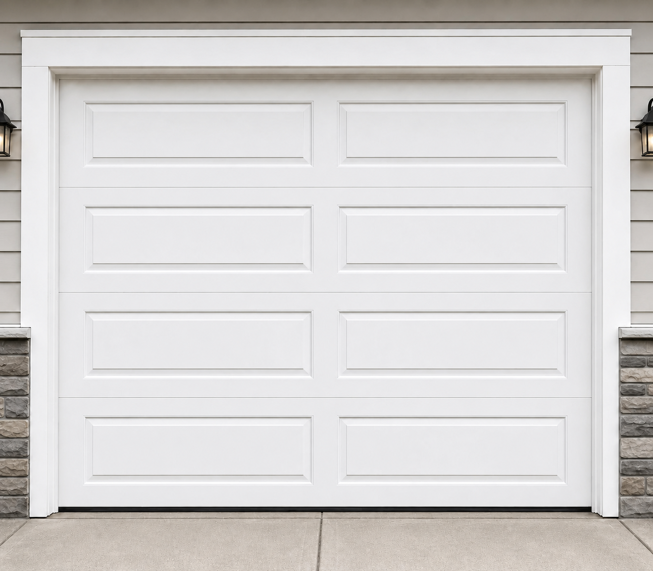 Long panel steel sectional garage door
